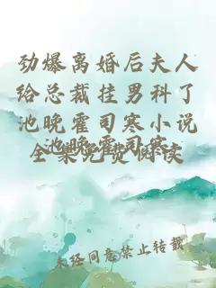劲爆离婚后夫人给总裁挂男科了池晚霍司寒小说全集免费阅读